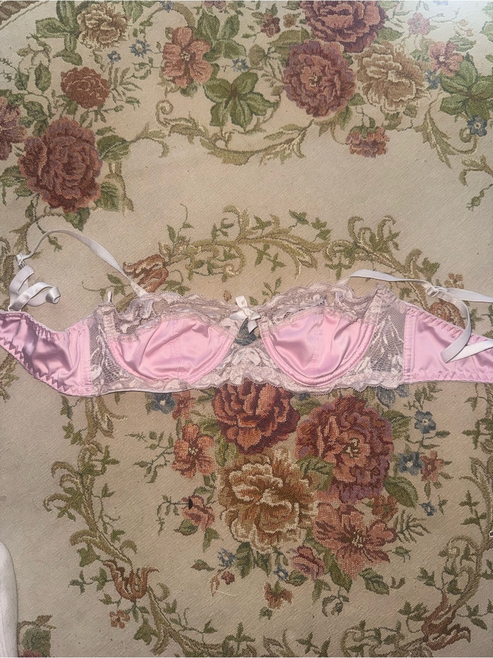 Pink Lace Underwire Balconette Bra